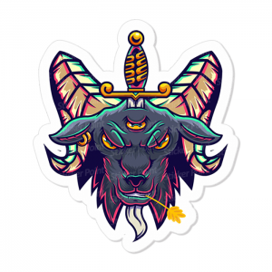 Baphomet Vinil 7,5 x 5,4 cm  Corte Total Tinta Eco Solvente 