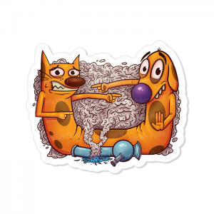 CatDog Vinil 7,5 x 5,4 cm  Corte Total Tinta Eco Solvente 