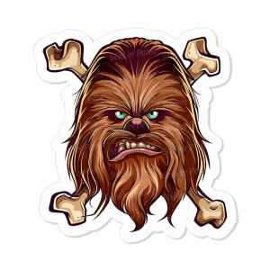 Chewbacca Vinil 7,5x7 cm  Corte Total Tinta Eco Solvente Holográfico