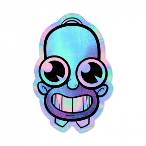 Homer Psychodelic Holo Vinil 6,6 x 10 cm  Corte Total Tinta Eco Solvente Holográfico