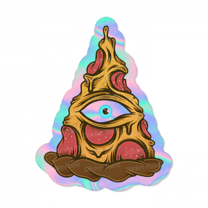 Illuminati Pizza Holo Vinil 10 x 8 cm  Corte Total Tinta Eco Solvente Holográfico
