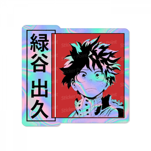 Izuku Midoriya Holo Vinil 9,3 x 10 cm  Corte Total Tinta Eco Solvente Holográfico