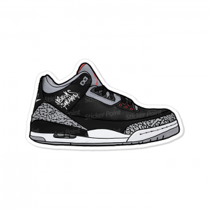 Jordan 3 Retro Black Cement Vinil 5x8 cm  Corte Total Tinta Eco Solvente @brushsneakers