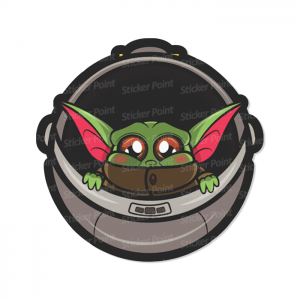 Nave Baby Yoda Vinil 7,5 x 5,4 cm  Corte Total Tinta Eco Solvente 