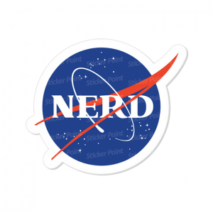 Nerd Nasa Vinil 7,5 x 6,3 cm  Corte Total Tinta Eco Solvente 