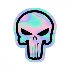 Punisher Holo Vinil 10 x 8 cm  Corte Total Tinta Eco Solvente Holográfico