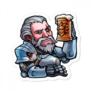 Reinhardt Overwatch Vinil 7 x 6,8 cm  Corte Total Tinta Eco Solvente 